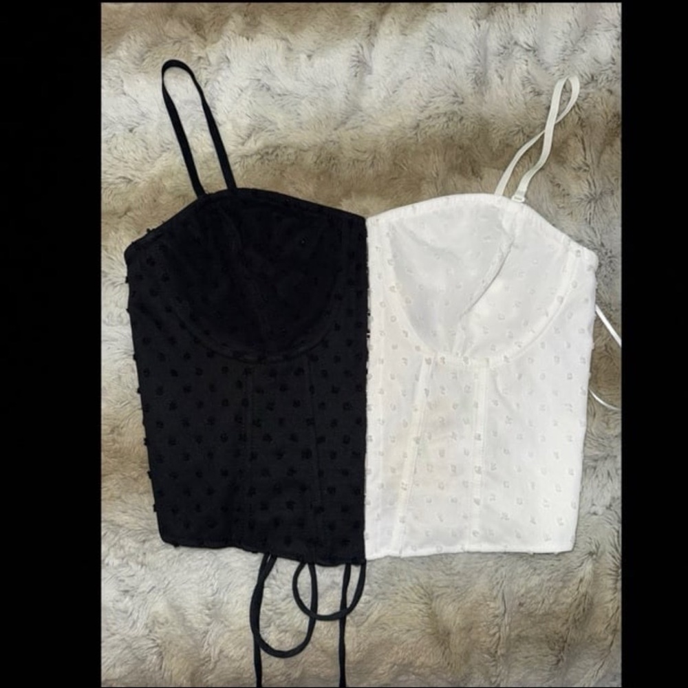 Windsor black and white corset polka dot crop top